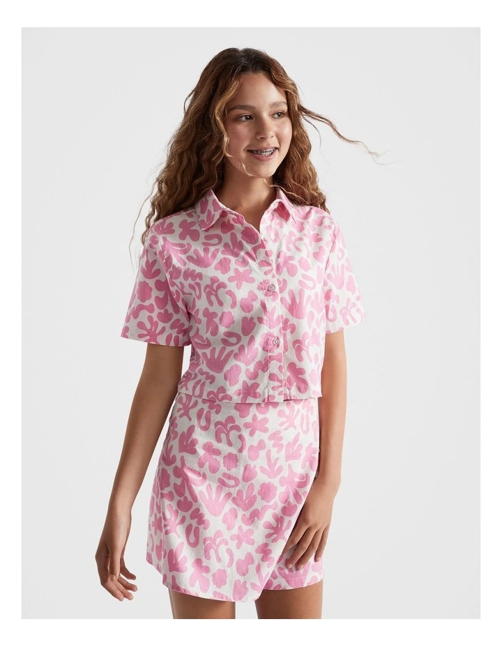 Abstract Print Shirt in Aurora Pink
