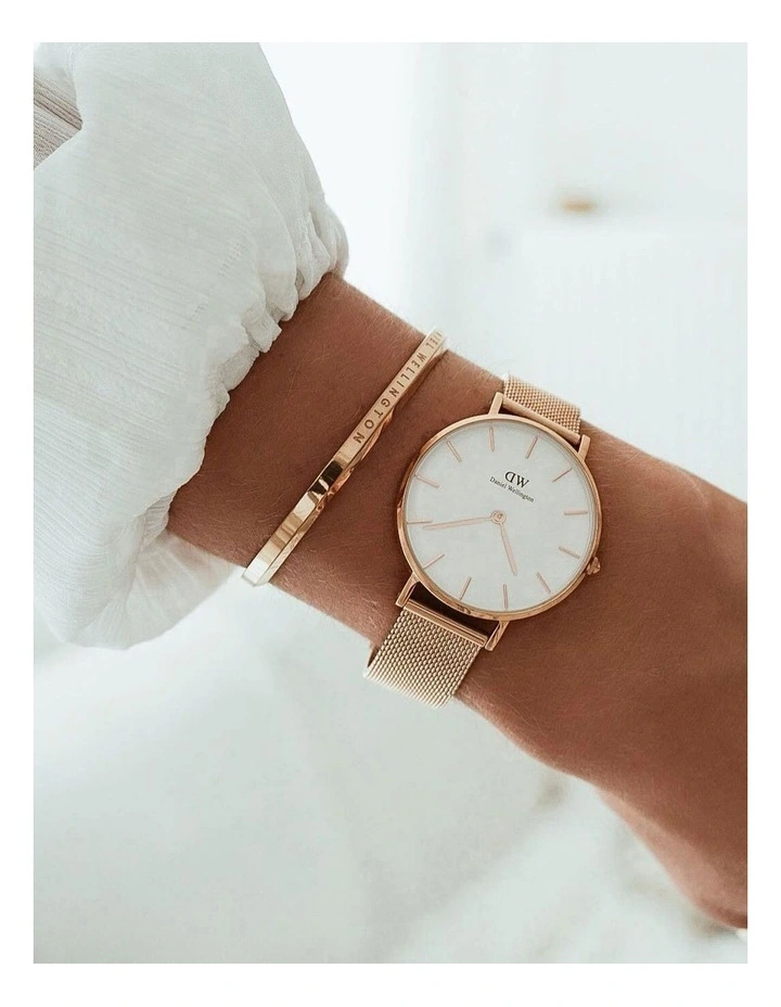 Petite Melrose 32mm Stainless Steel Quartz Watch in White/Rose Gold