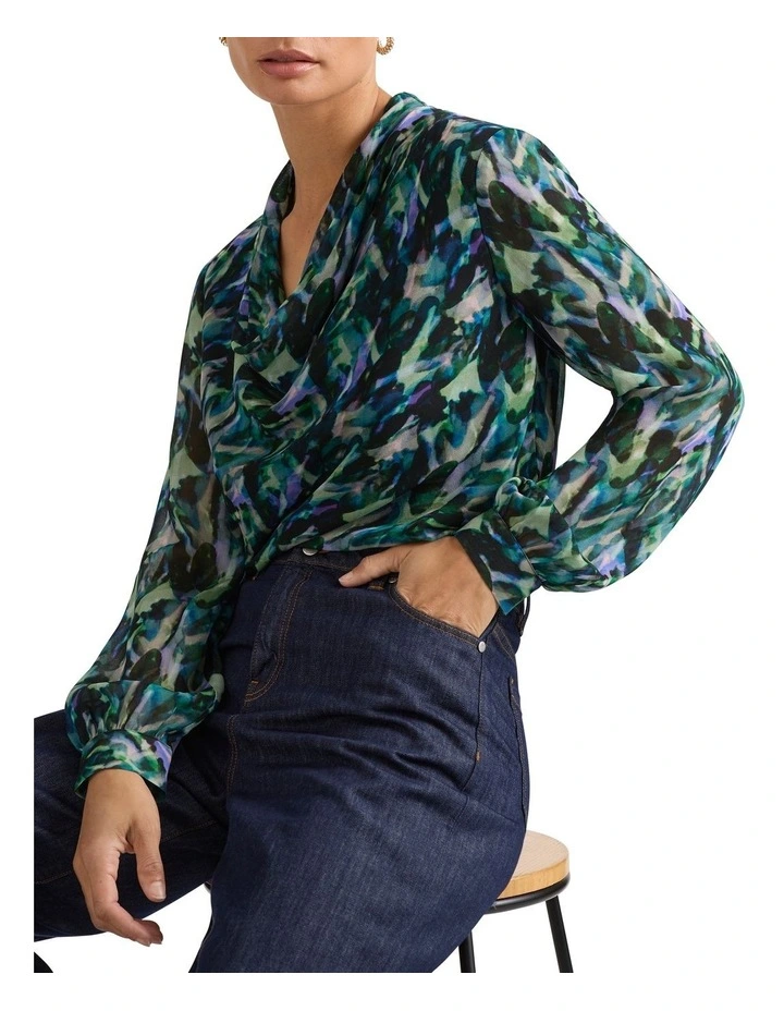 Tallula Viscose Blouse in Deep Sea Multi