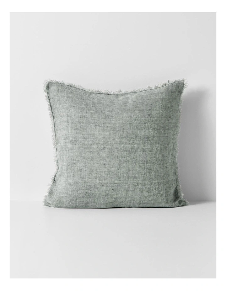 Vintage Linen Fringe Cushion in Limestone