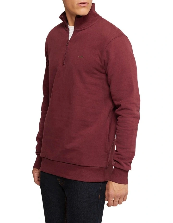Wyatt Zip Neck Sweater Shirt in Red