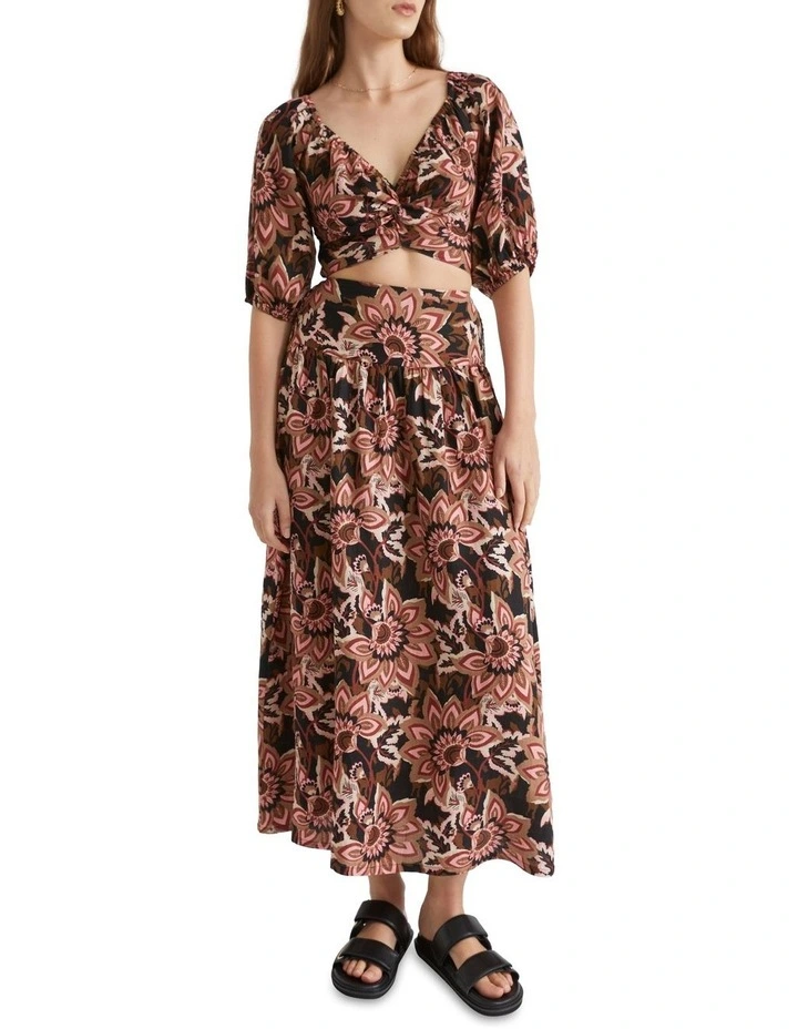 Floral Gathered Maxi Skirt
