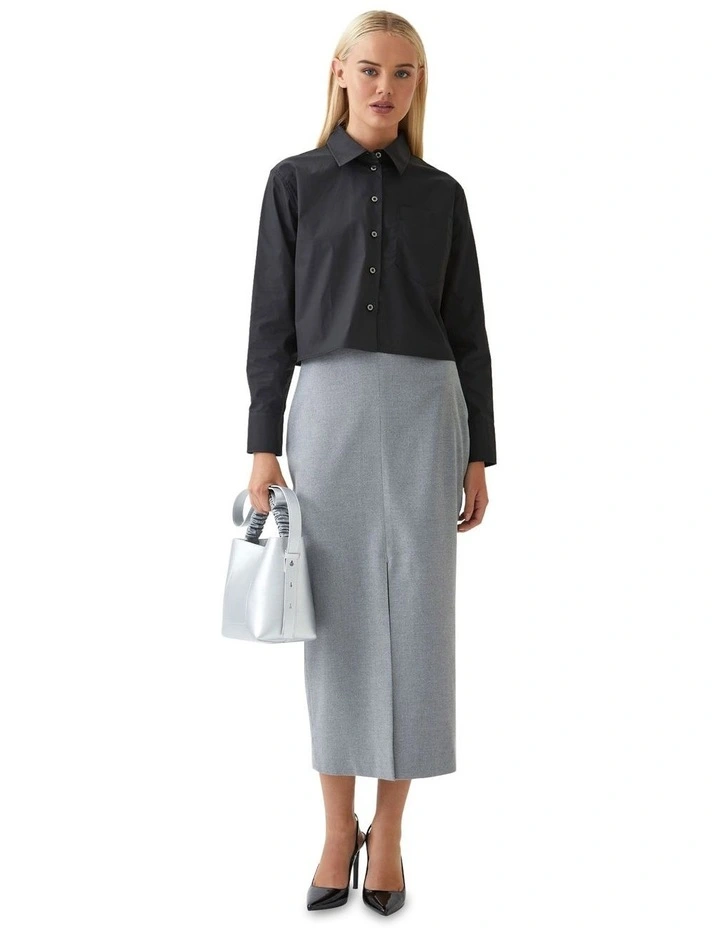 Carrie Cotton Crop Shirt in Black