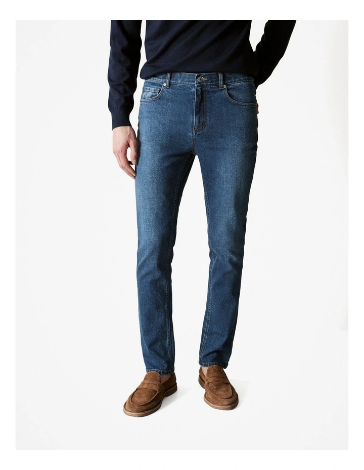 Modern Slim Mid Wash Jeans in Indigo Blue