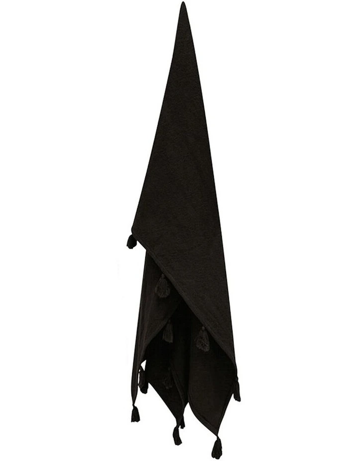 Nava Tassels Cotton Throw Blanket in Black
