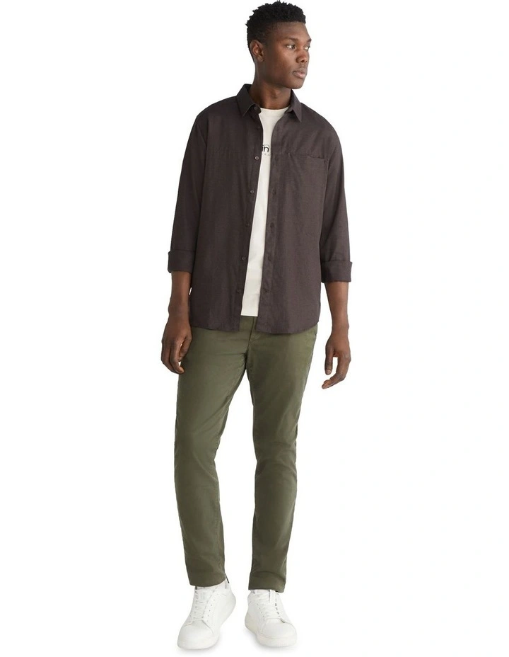 Flannel Solid Long Sleeve Shirt in Green