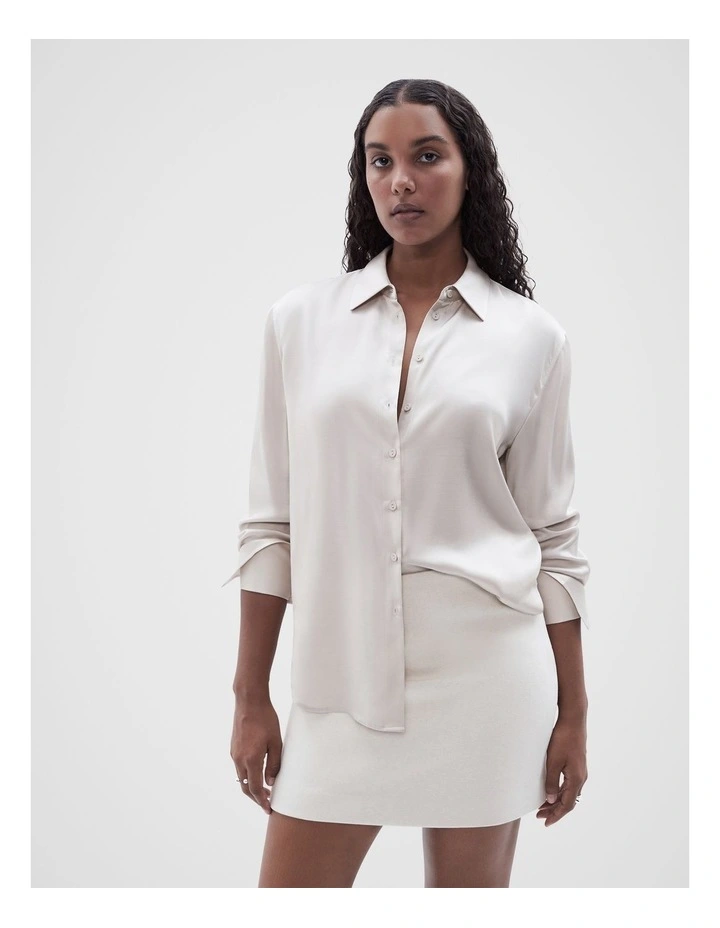 Cupro Button Through Shirt in Cream