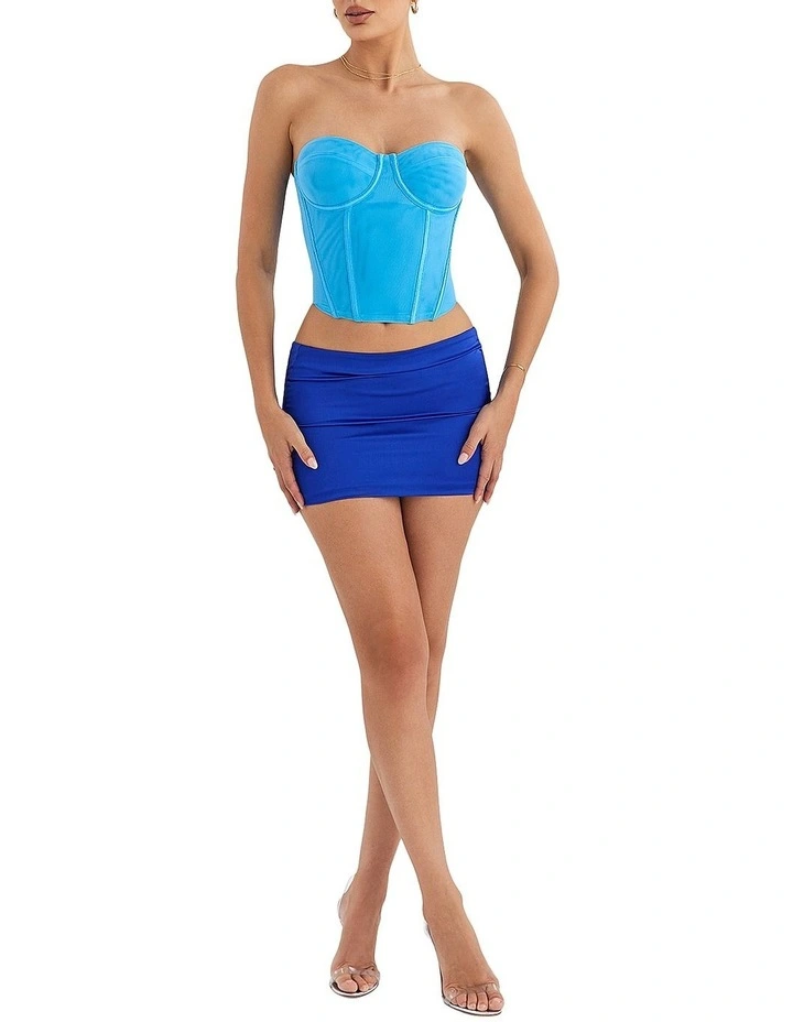 Satin Mini Skirt in Cobalt