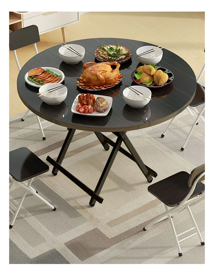 Round Portable Dining Table in Black