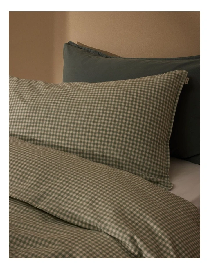Noni Gingham Standard Pillowcase Pair in Willow