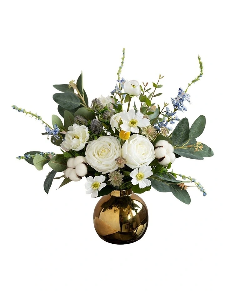 Cotton White Rose Floral Arrangement