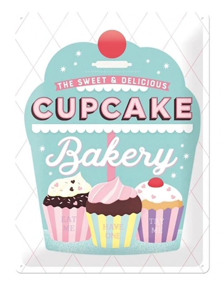Cupcake Bakery Large Metal Sign 30x40cm in Multi