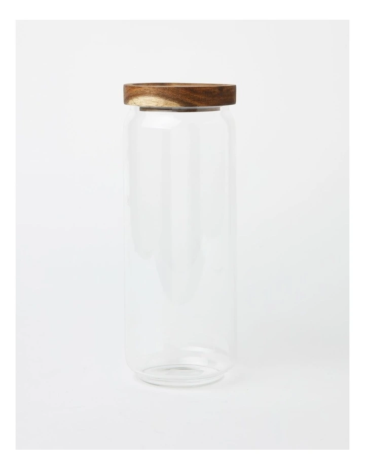 Glass Storage Jar with Acacia Lid 1250ml in Clear