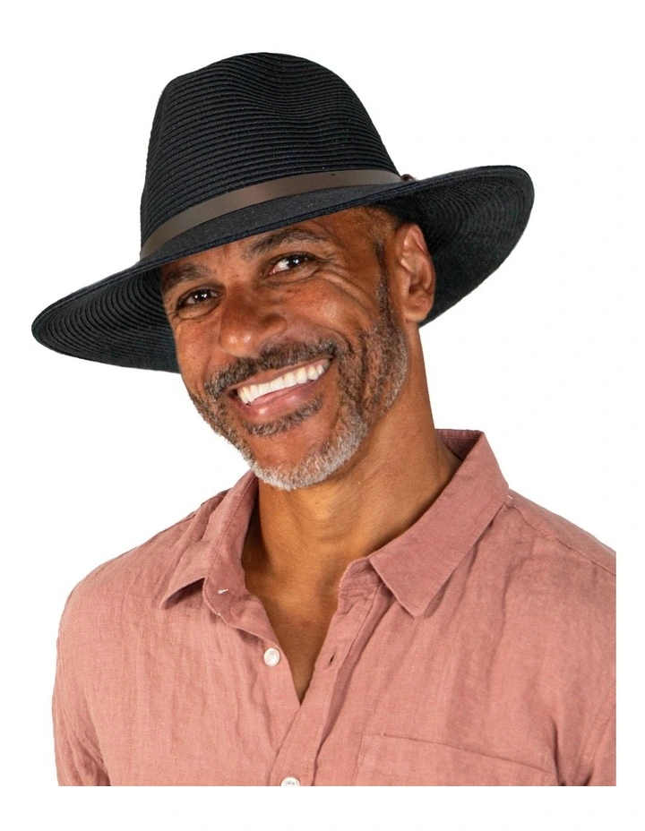 Darby Flexibraid Fedora Hat in Black