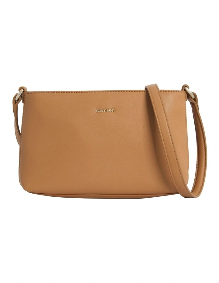 Faux Leather Crossbody Bag in Brown