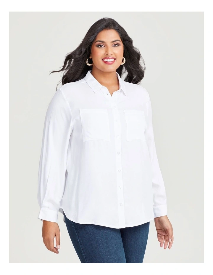 Natural Relaxed Twill Shirt in White