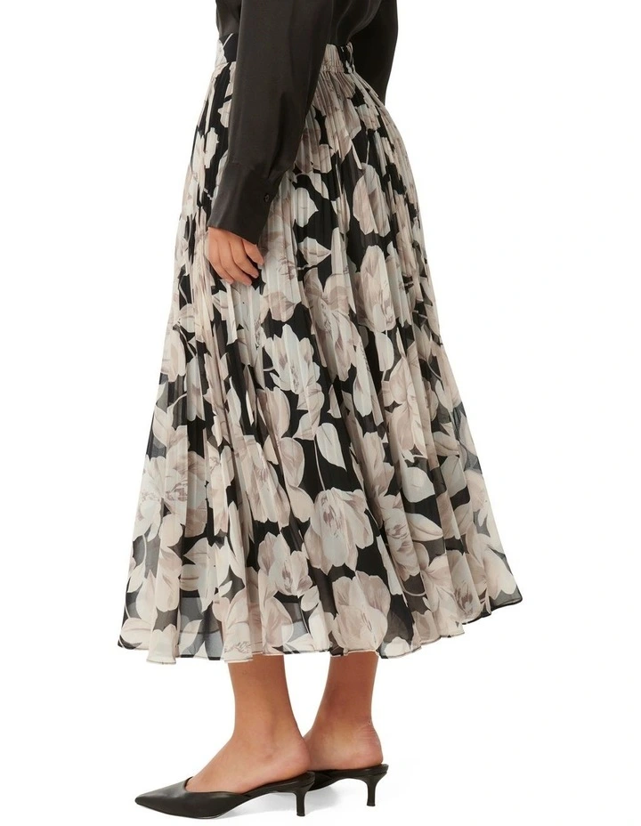 Aurora Pleated Skirt in Black Multi