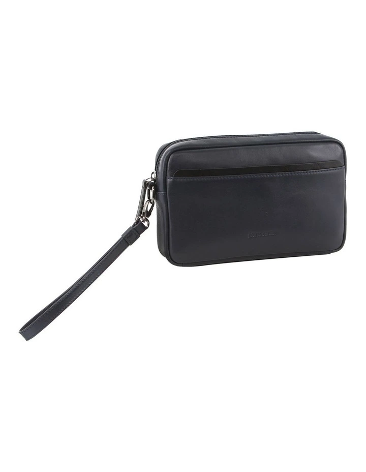 Leather Organiser Bag in Navy