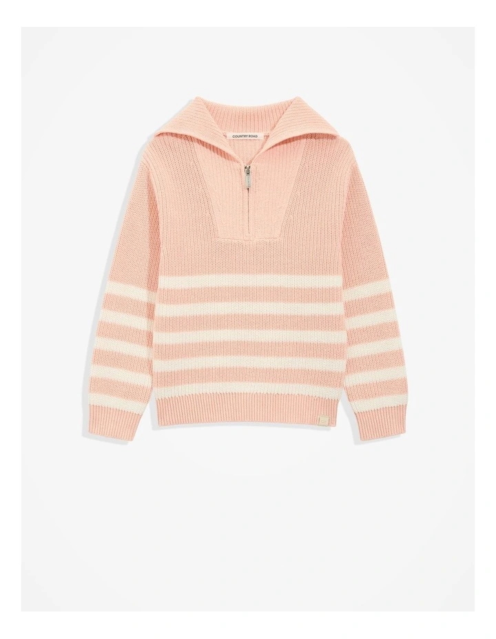 Organically Grown Cotton Zip Knit in Antique Pink