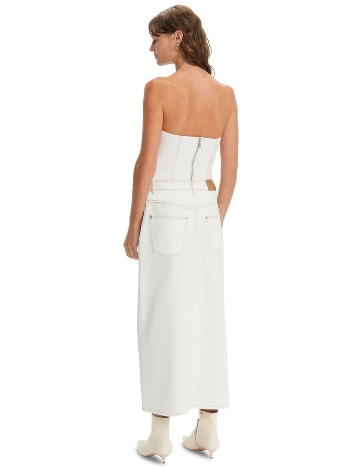 Denim Maxi Skirt in Ivory