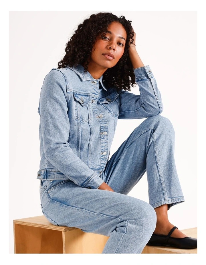 Organic Blend Denim Jacket in Light Blue