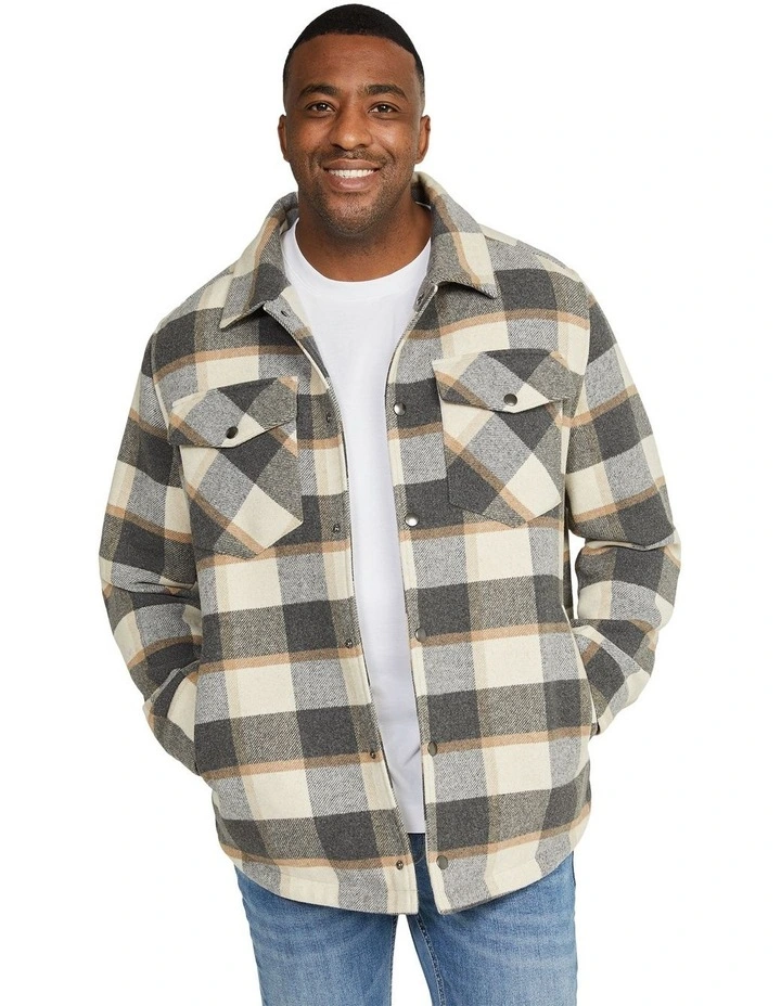 Marsh Check Shacket in Bone