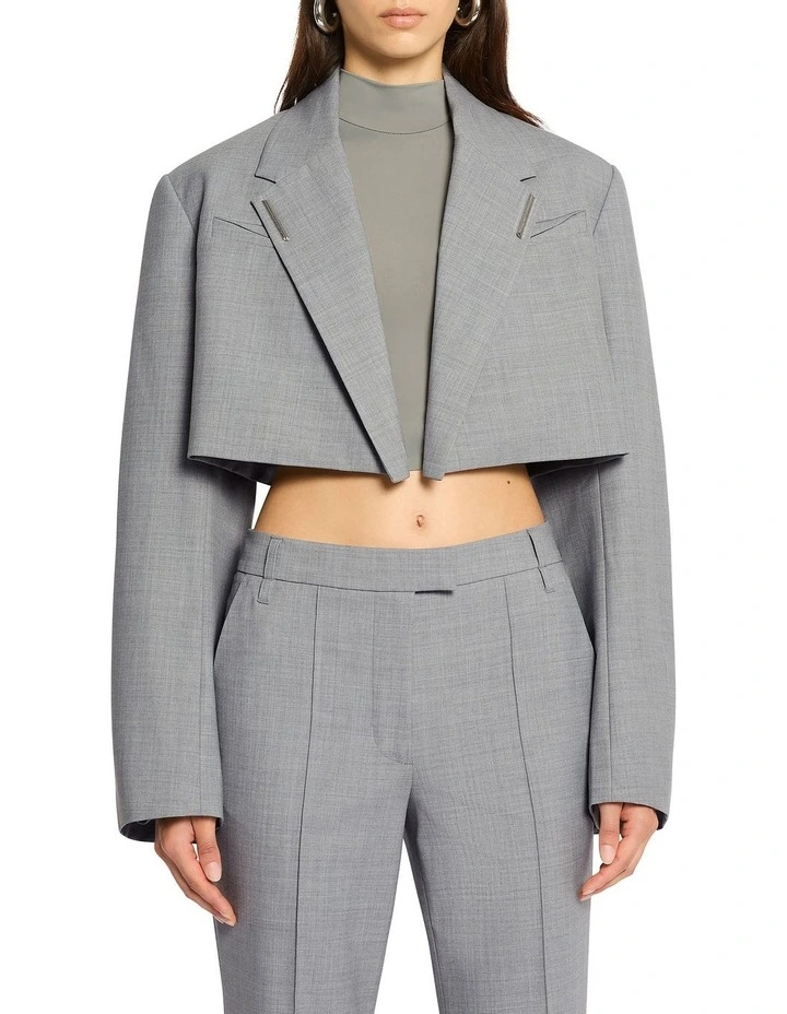 Moon Dial Cropped Blazer in Silver