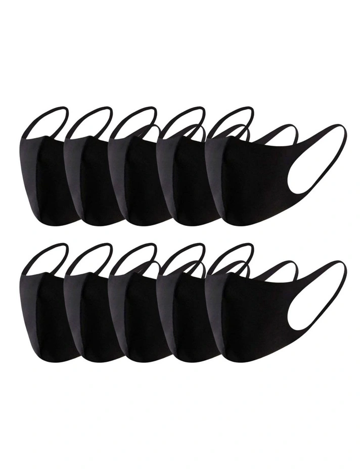 Summer Reusable Breathable Face Masks x10 in Black