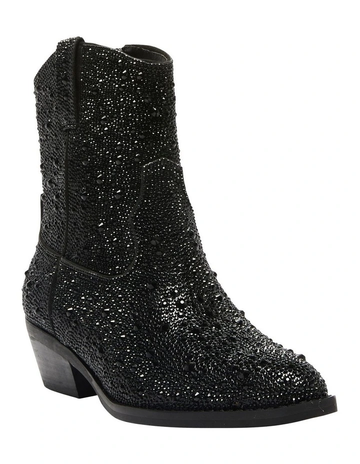 Lonestar Western Boots in Black Rhinestone