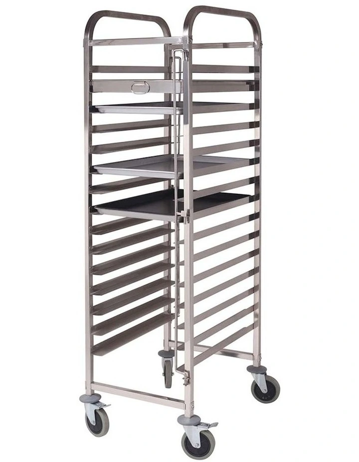 16 Tier Gastronorm Racking Trolley 60*40cm in Silver