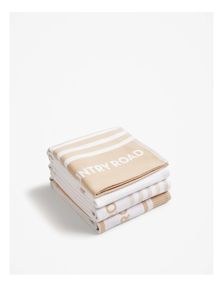 Aeri Australian Cotton Tea Towel Pack of 3 in Fawn