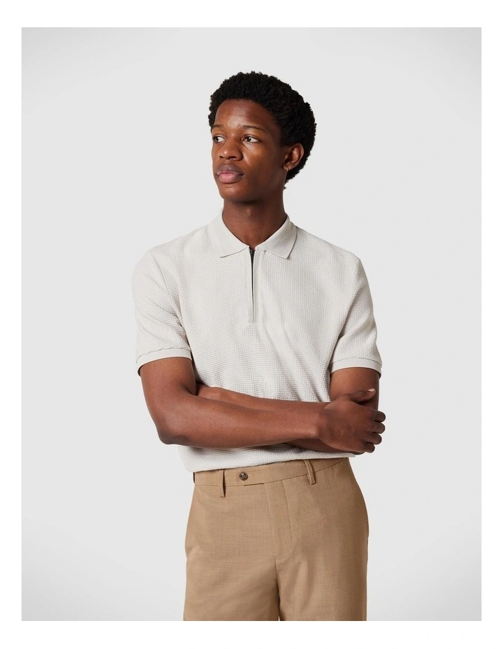 Jacquard Texture Polo in Bone