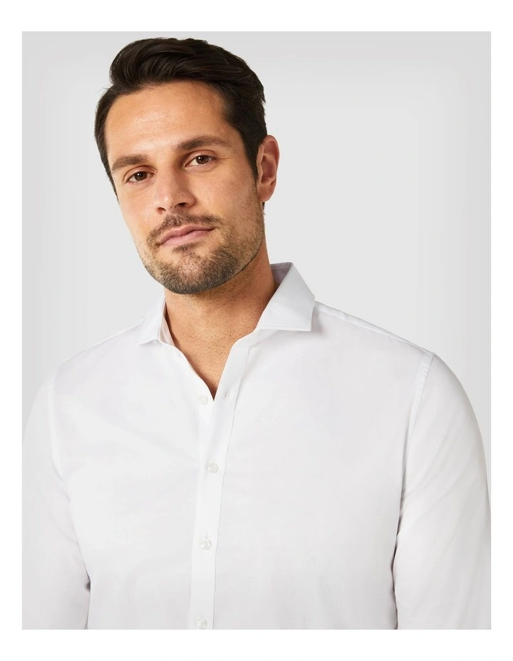 Ultra Slim Long Sleeve Twill Shirt in White