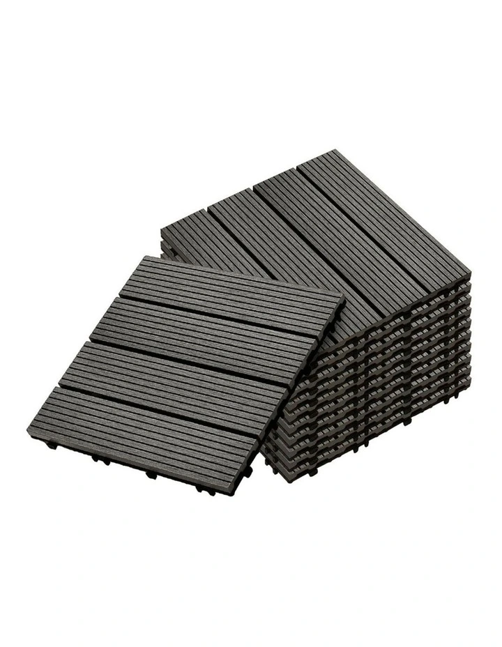 Garden Wooden Decking Tiles 11 Pieces in Grey