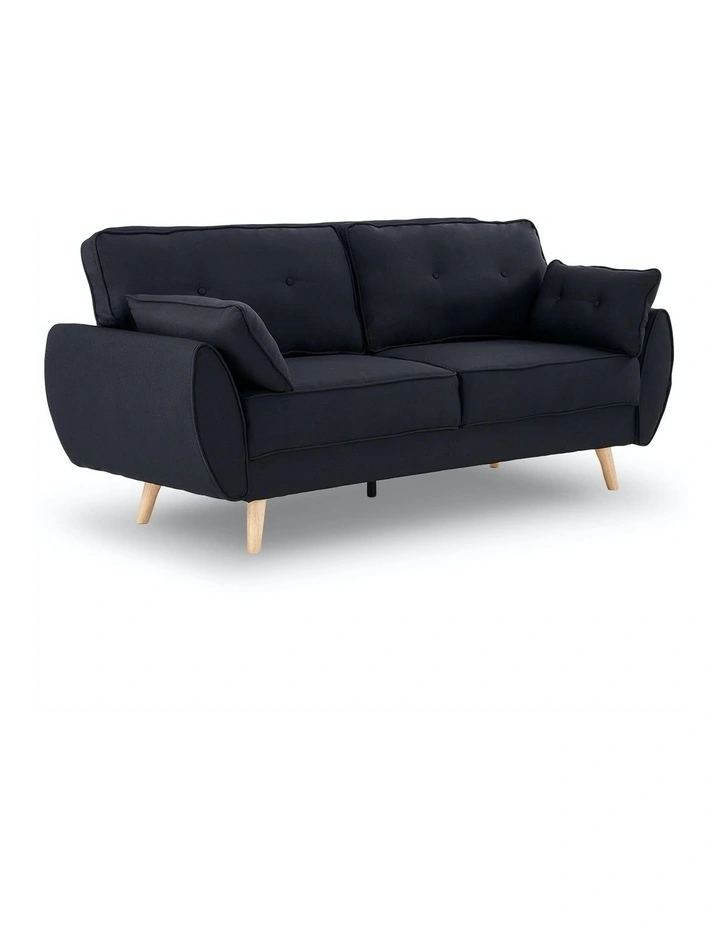 3 Seater Sofa Bed Lounge Couch Modular Furniture Home Linen Fabric Black