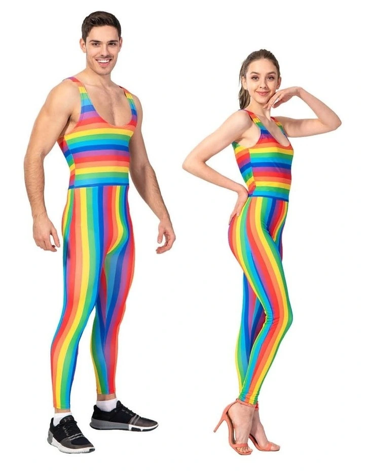 Rainbow Stripe Mardi Gras Unitard Costume in Multi