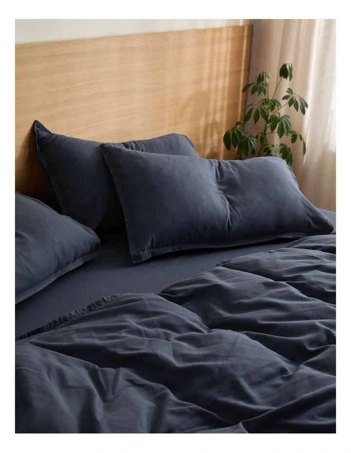 Frankie Flannelette Quilt Cover Set in Midnight
