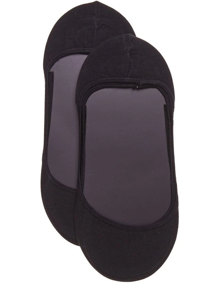 Cotton Invisible Liner Socks 2 Pack in Black