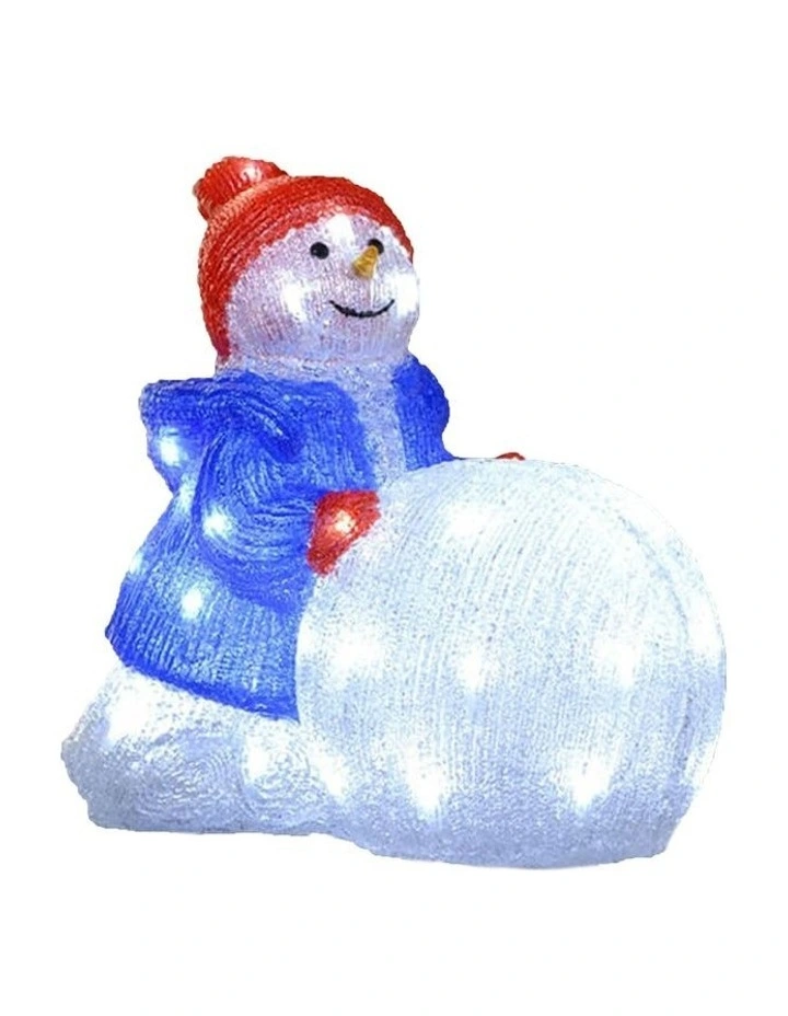 Acrylic Snowman With Large Snowball H34cm