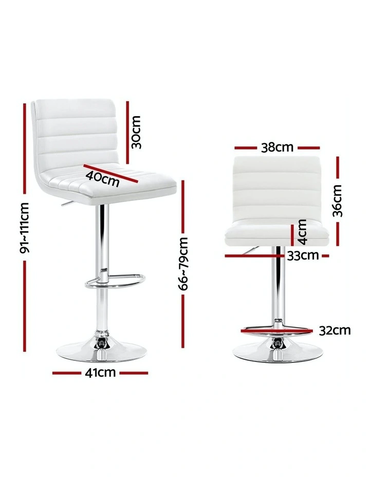 Leather 4x Bar Stool Kitchen Chairs in White
