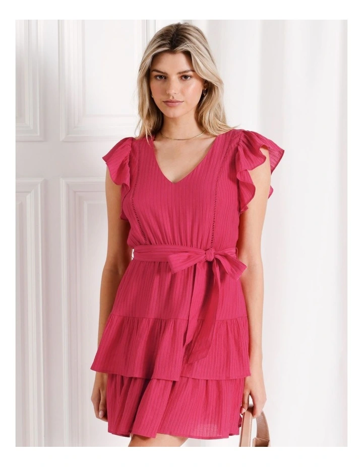 Ruffle Tiered Mini Dress in Pink
