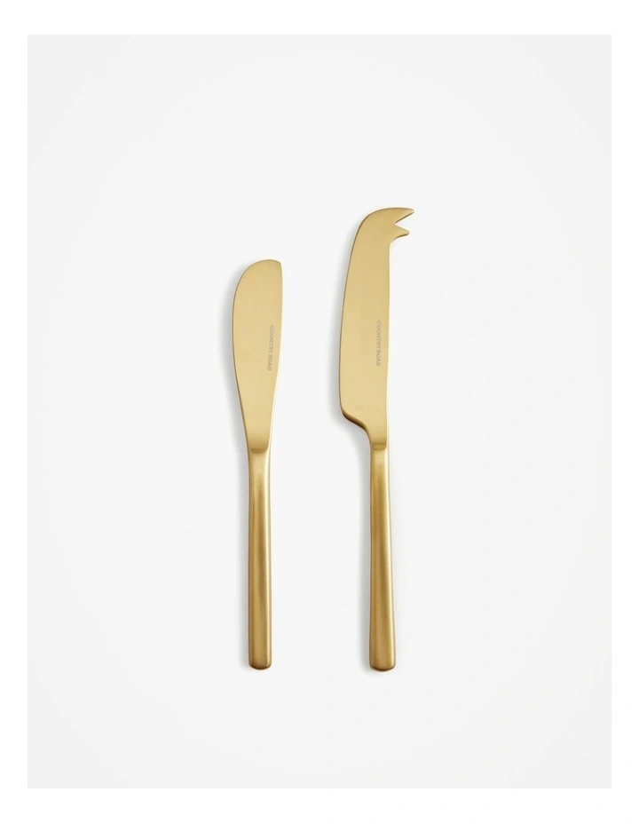 Nolan Cheese Knife Set Of 2 in Soft Gold