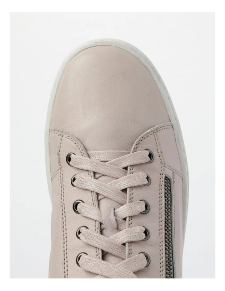 Zia Leather Zip Up Sneaker in Beige