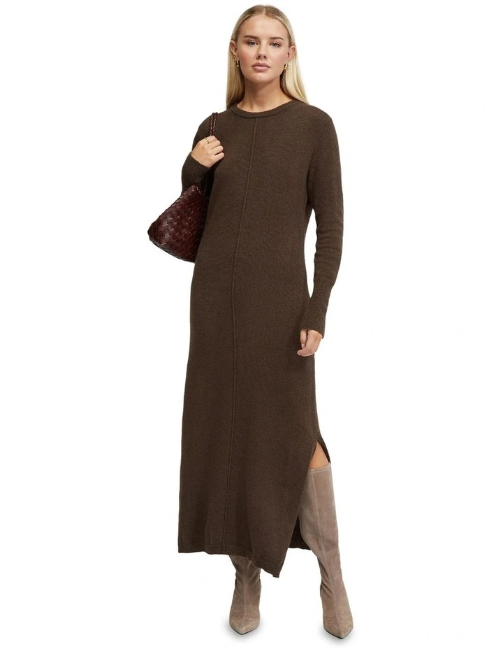 Chrissy Loose Fit Knitted Dress in Chocolate
