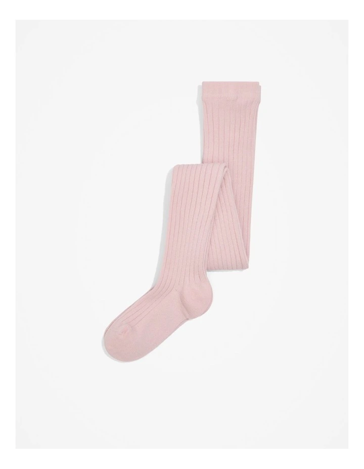Organically Grown Cotton Blend Rib Tight in Mineral Pink