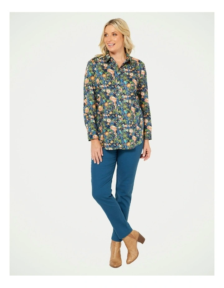 Suzy Stretch Long Pull On Jean in Petrol