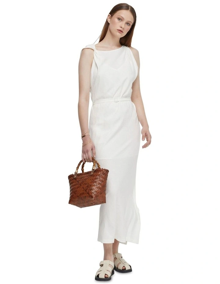 Sally Linen Blend Dress in Ivory