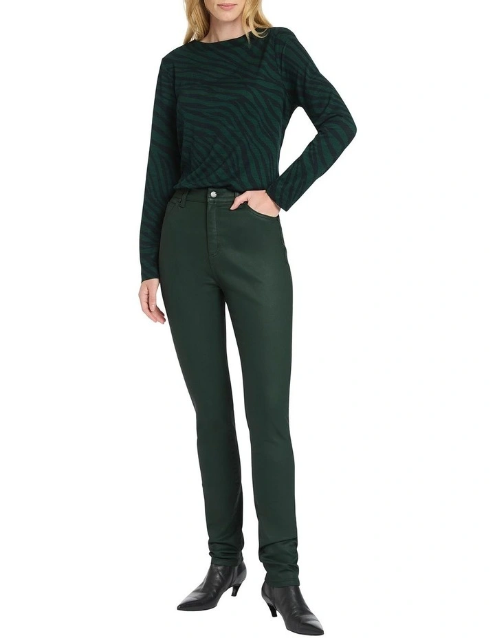 Kennedy Coated High Rise Jean in Green