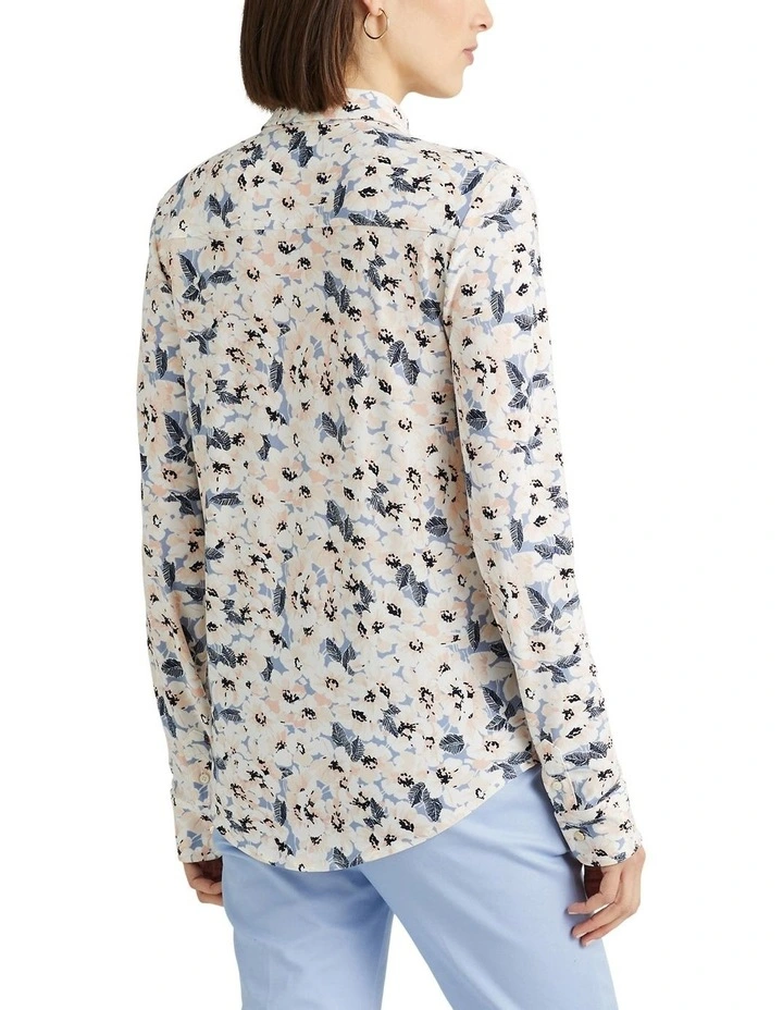 Floral Stretch Jersey Shirt in Blue