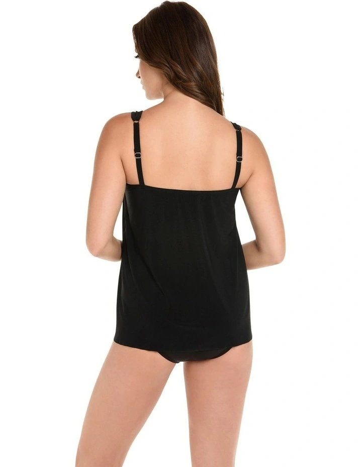 Illusionists Mirage Floaty Layered Tankini Top in Black